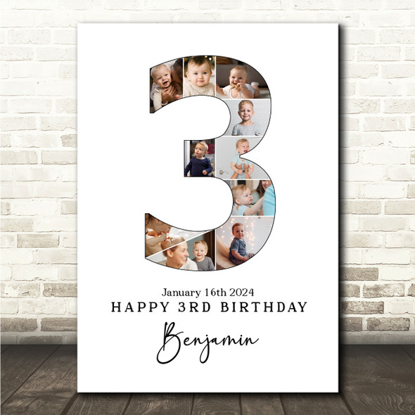 Photo Collage 10-Photo 3rd Birthday Personalised Gift Print Or Canvas