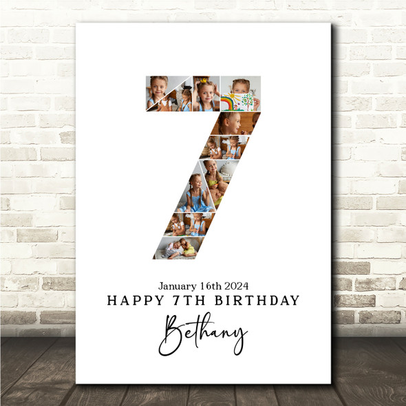 Photo Collage 10-Photo 7th Birthday Personalised Gift Print Or Canvas
