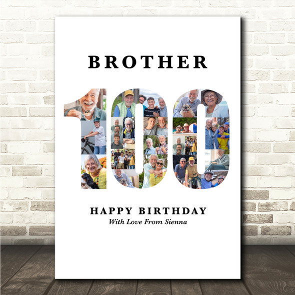 Photo Collage 100th Birthday Custom Gift For Him 23-Photo 100 Print Or Canvas