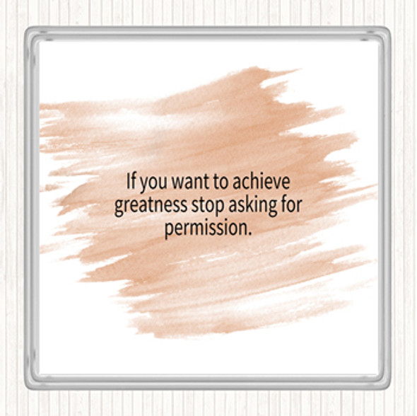 Watercolour Achieve Greatness Quote Coaster