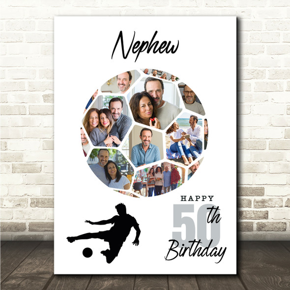 Photo Collage 50th Birthday Gift For Nephew 14-Photo Football Print Or Canvas