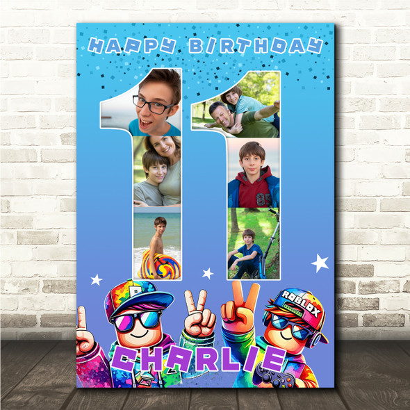 Photo Collage 6-Photo 11th Birthday Gift For Kids Boys Roblox Print Or Canvas