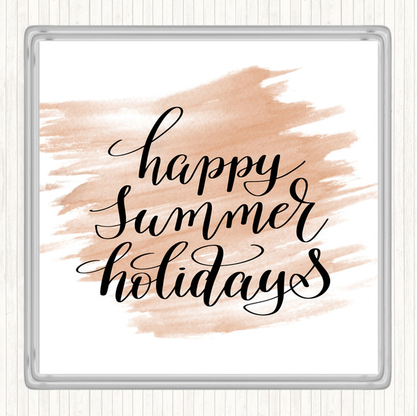Watercolour Summer Holidays Quote Coaster