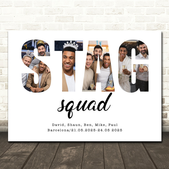 Photo Collage Stag Do Gift 4-Photo Custom Gift For Stag Squad Print Or Canvas