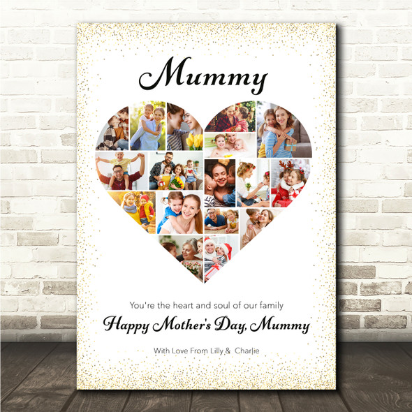 Photo Collage Gift For Mummy Mother's Day 17-Photo Gold Dots Print Or Canvas