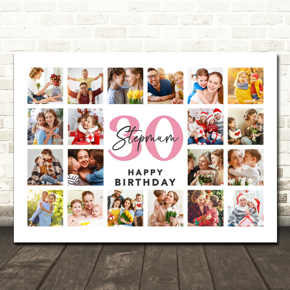 Photo Collage 30th Birthday Custom Gift For Stepmum 20-Photo Print Or Canvas Photo Collage 30th Birthday Custom Gift For Stepmum 20-Photo Print Or Canvas