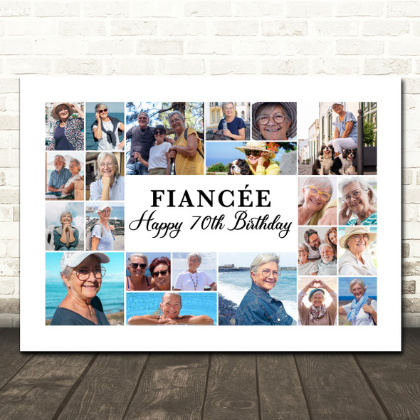 Photo Collage 70th Birthday Custom Gift For Fiancée 22-Photo Print Or Canvas