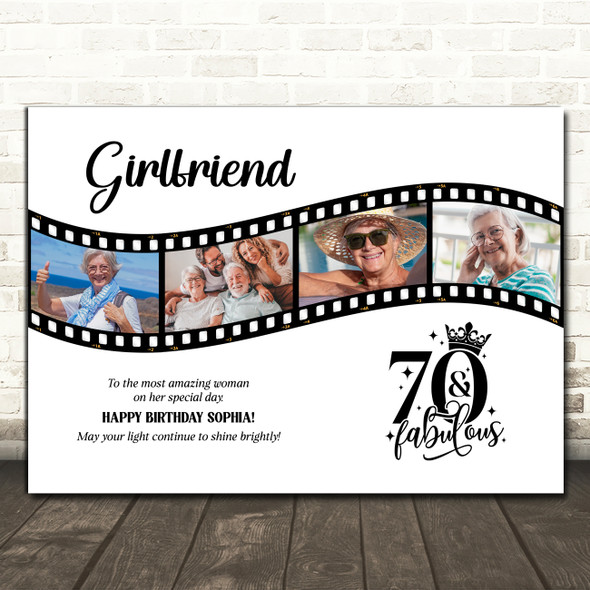 Photo Collage 70th Birthday Gift For Girlfriend 4-Photo Film Print Or Canvas
