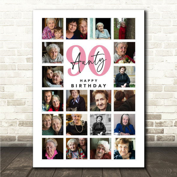 Photo Collage 90th Birthday Gift For Aunty 20-Photo Portrait Print Or Canvas