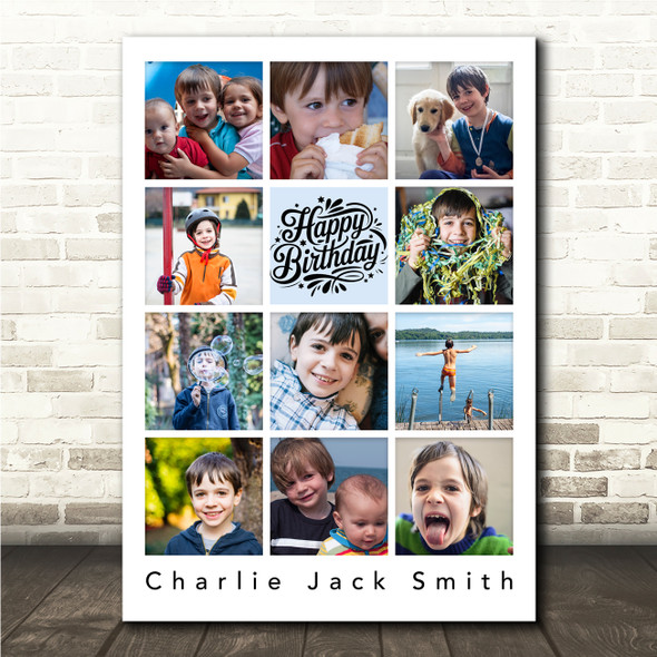 Photo Collage 11-Photo Kids Birthday Gift For Kids Boys Blue Print Or Canvas