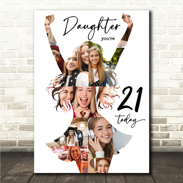 Photo Collage 21st Birthday Custom Gift For Daughter 9-Photo Print Or Canvas