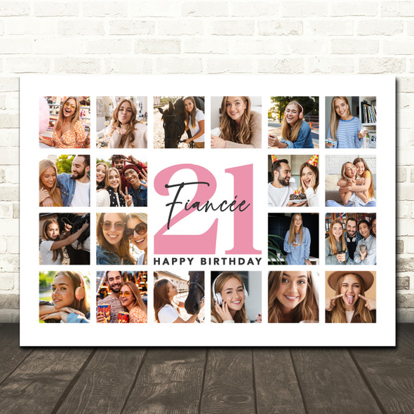 Photo Collage 21st Birthday Custom Gift For Fiancée 20-Photo Print Or Canvas