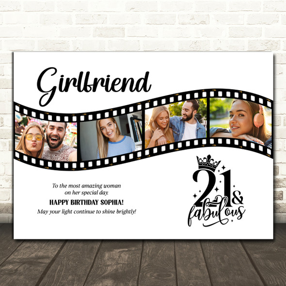 Photo Collage 21st Birthday Gift For Girlfriend 4-Photo Film Print Or Canvas
