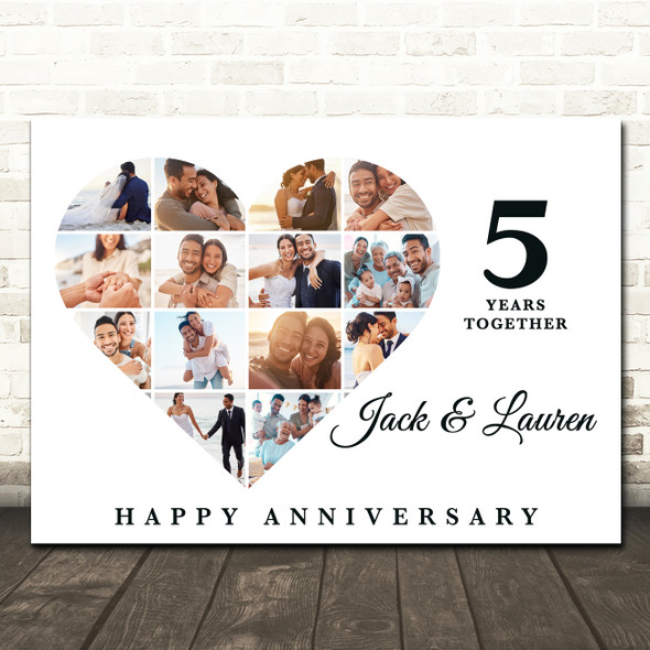 Photo Collage Wedding Anniversary Custom Gift 14-Photo Heart Print Or Canvas