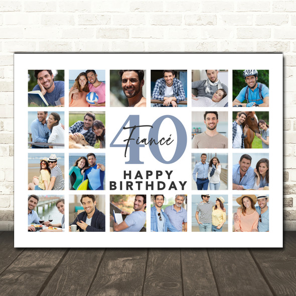 Photo Collage 40th Birthday Custom Gift For Fiancé 20-Photo Print Or Canvas