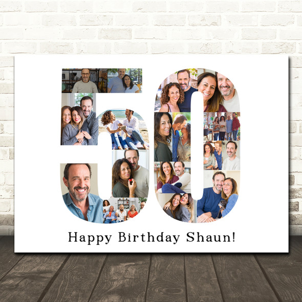 Photo Collage 50th Birthday Custom Gift For Him 17-Photo 50 Print Or Canvas