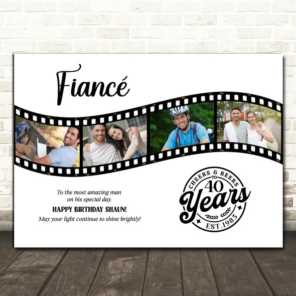 Photo Collage 40th Birthday Gift For Fiancé 4-Photo Camera Film Print Or Canvas