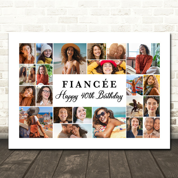 Photo Collage 40th Birthday Gift For Fiancée 22-Photo Landscape Print Or Canvas