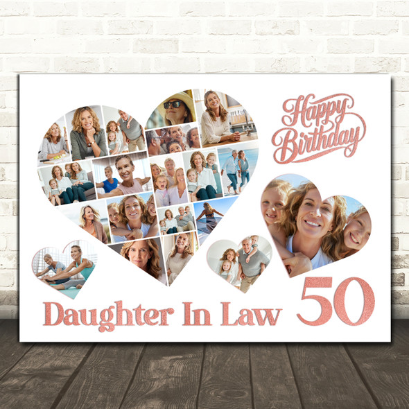 Photo Collage 50th Birthday Gift For Daughter-In-Law 20-Photo s Print Or Canvas