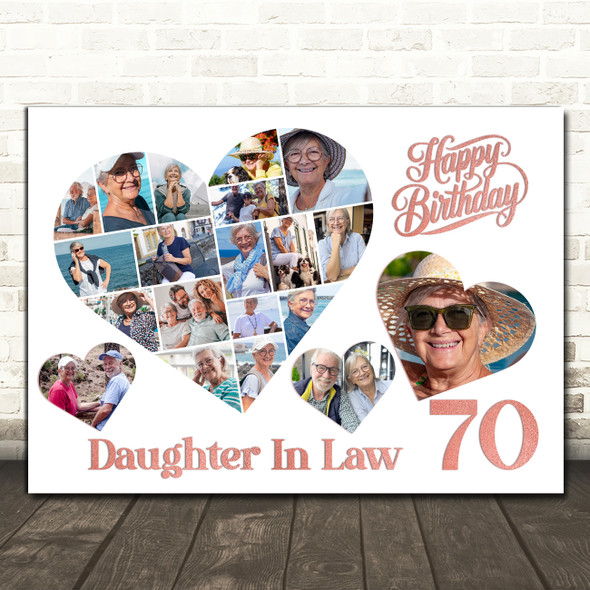 Photo Collage 70th Birthday Gift For Daughter-In-Law 20-Photo s Print Or Canvas
