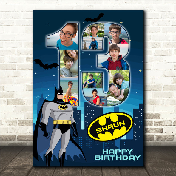 Photo Collage 10-Photo 13th Birthday Gift For Teens Boys Batman Print Or Canvas
