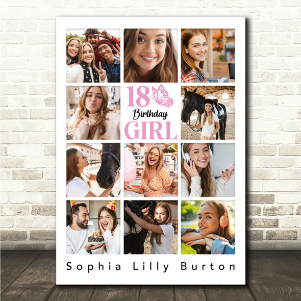 Photo Collage 11-Photo 18th Birthday Custom Gift For Teens Girl Print Or Canvas