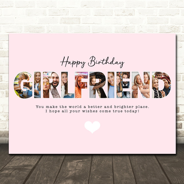 Photo Collage Pink 10-Photo Birthday Custom Gift For Girlfriend Print Or Canvas