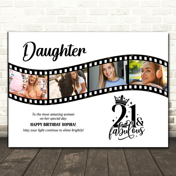 Photo Collage 21st Birthday Gift For Daughter 4-Photo Film Reel Print Or Canvas