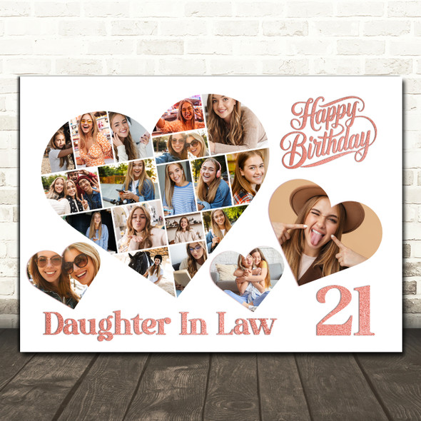 Photo Collage 21st Birthday Gift For Daughter-In-Law 20-Photo s Print Or Canvas