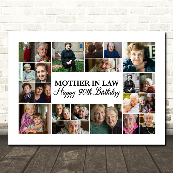 Photo Collage 90th Birthday Custom Gift Mother-In-Law 22-Photo Print Or Canvas
