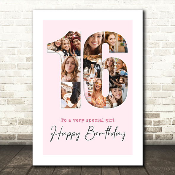 Photo Collage 11-Photo 16th Birthday Gift For Teens Girls Pink Print Or Canvas