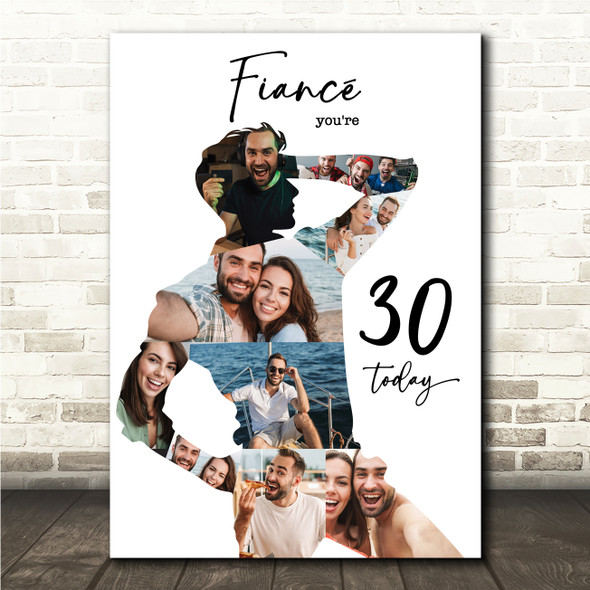 Photo Collage 30th Birthday Custom Gift For Fiancé 9-Photo Man Print Or Canvas