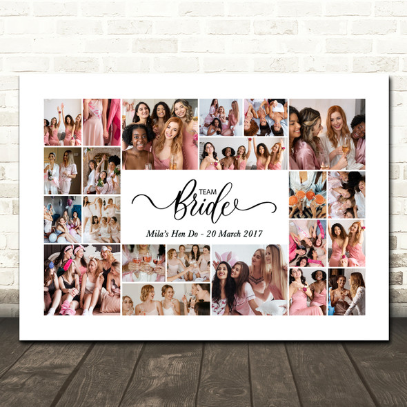 Photo Collage Hen Do Custom Gift For Bride 22-Photo Team Bride Print Or Canvas Photo Collage Hen Do Custom Gift For Bride 22-Photo Team Bride Print Or Canvas