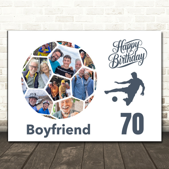 Photo Collage Print Or Canvas 70th Birthday Gift For Boyfriend 14-Photo Football