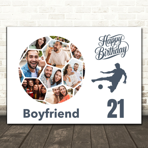 Photo Collage Print Or Canvas 21st Birthday Gift For Boyfriend 14-Photo Football