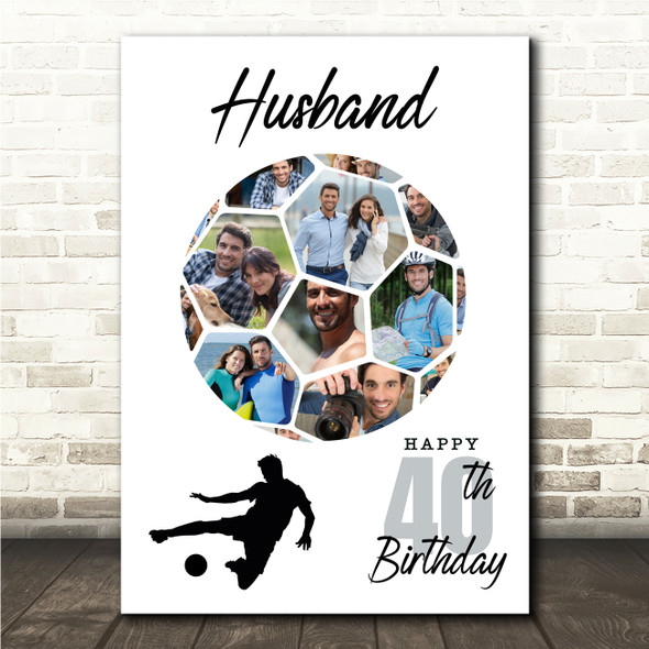 Photo Collage Print Or Canvas 40th Birthday Gift For Husband 14-Photo Football