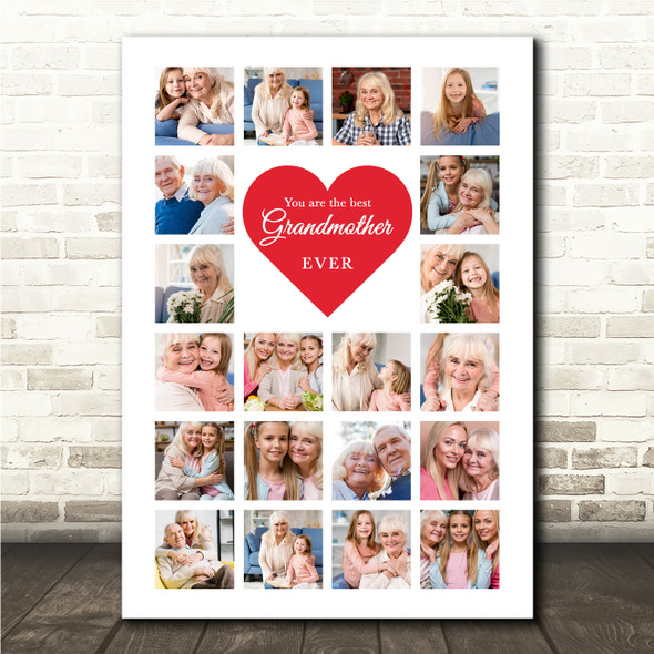 Photo Collage Print Or Canvas Gift For Grandmother Mother's Day 20-Photo Red
