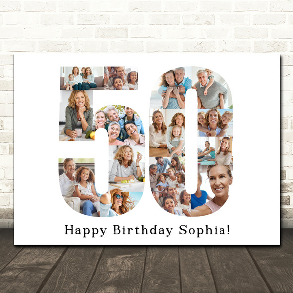 Photo Collage Print Or Canvas 50th Birthday Gift For Her 17-Photo Number 50