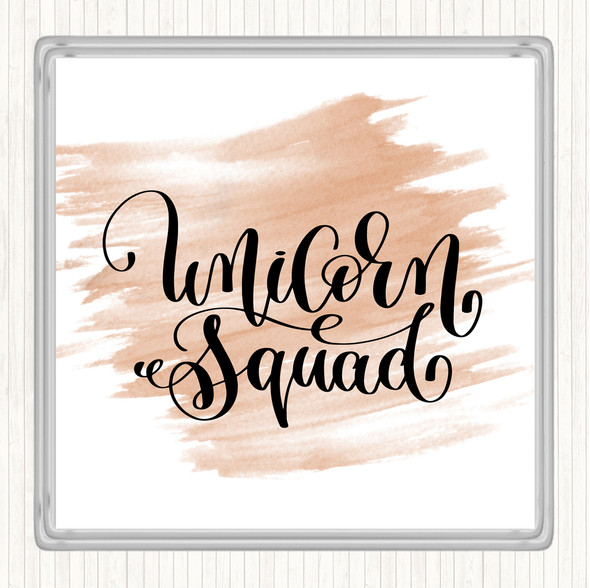 Watercolour Unicorn Squad Quote Coaster