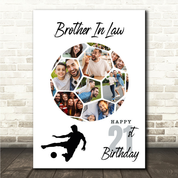 Photo Collage 21st Birthday Gift For Brother-In-Law 14-Photo Football Print