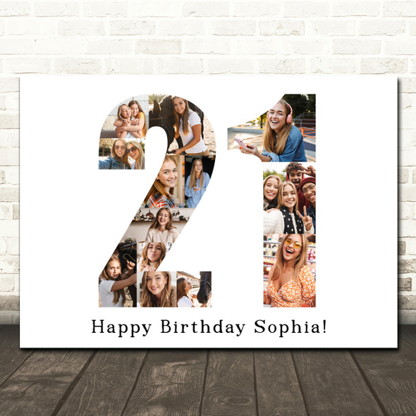 Photo Collage Print Or Canvas 21st Birthday Gift For Her 13-Photo Number 21