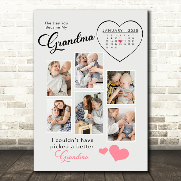 Photo Collage Mother's Day Gift For Grandma 6-Photo Calendar Date Print Canvas