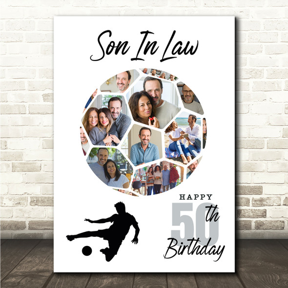 Photo Collage 50th Birthday Gift For Son-In-Law 14-Photo Football Print Canvas