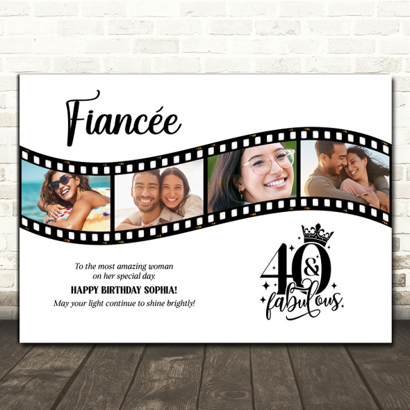 Photo Collage 40th Birthday Gift For Fiancée 4-Photo Camera Film Print Or Canvas