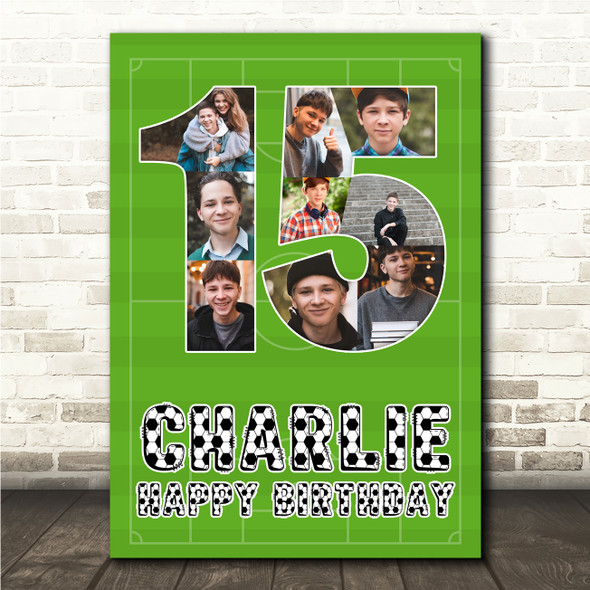 Photo Collage 9-Photo 15th Birthday Gift For Teens Boys Football Print Or Canvas