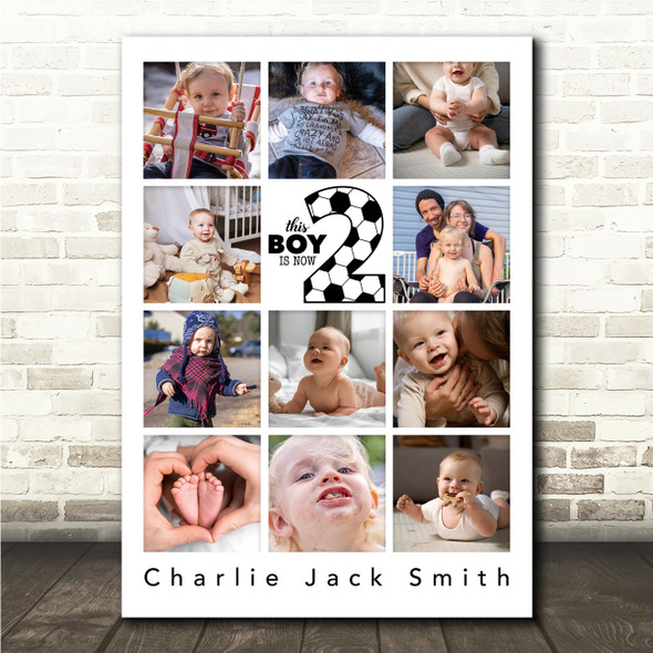 Photo Collage 11-Photo 2nd Birthday Custom Gift For Toddler Boys Print Or Canvas