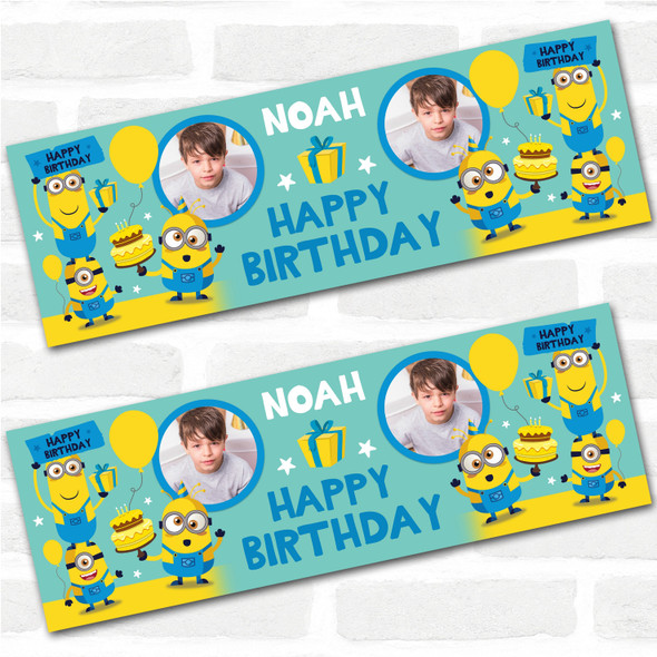 Personalised Party Banner For Birthday With Photo Boys Minions Kids