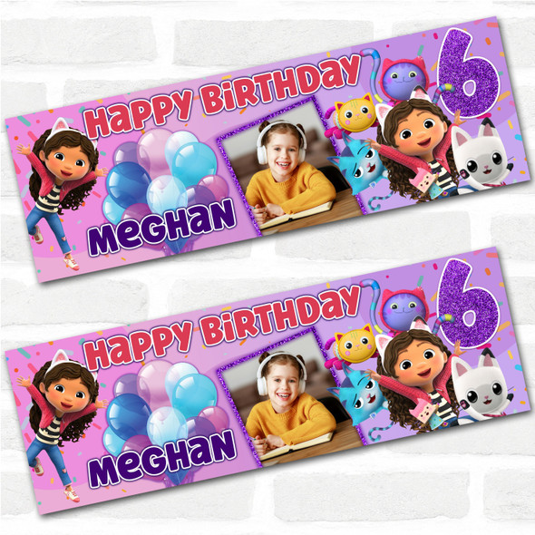 Personalised Party Banner For Kids Birthday Girls Gabby's Dollhouse With Photo