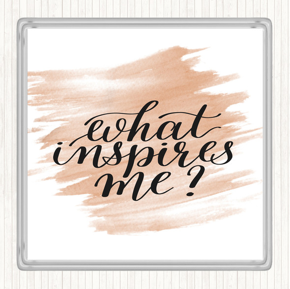 Watercolour What Inspires Me Quote Coaster