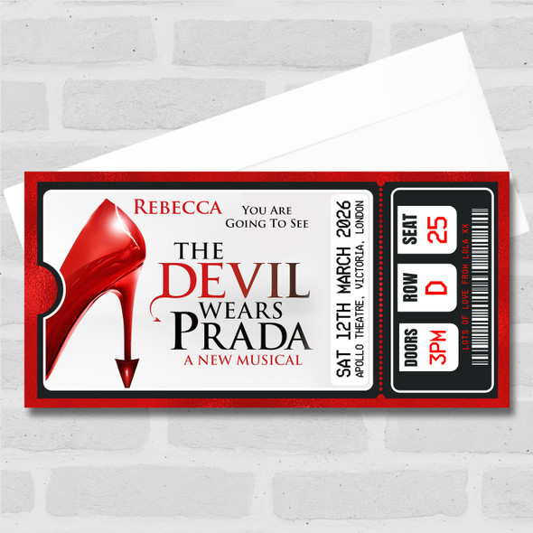 The Devil Wears Prada Musical Show Theatre Personalised Surprise Ticket Gift Voucher